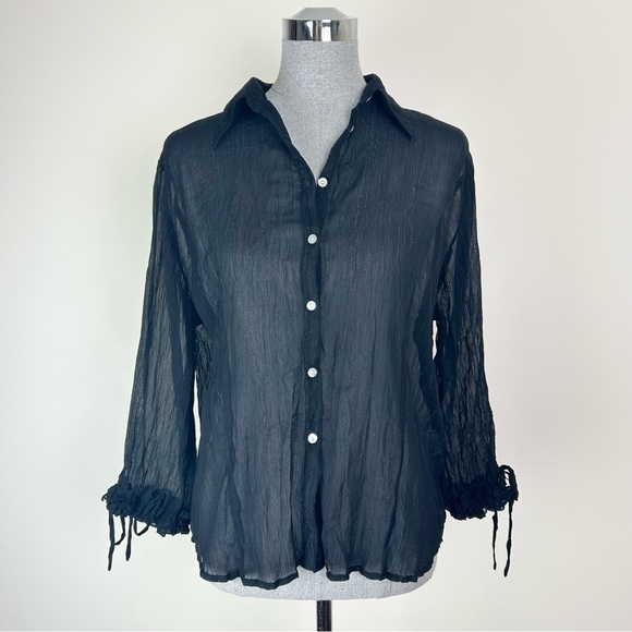 VTG Y2K Jaipur 3/4 sleeve sheer button down top - Picture 1 of 9